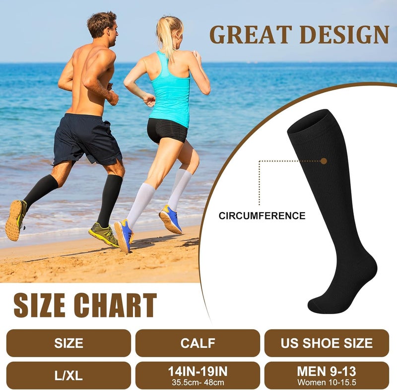Tisancy 4 Pairs Cotton Compression Socks for Women Men 20-30mmhg Is Best Support Stocking for Running Hiking Cycling - Image 3